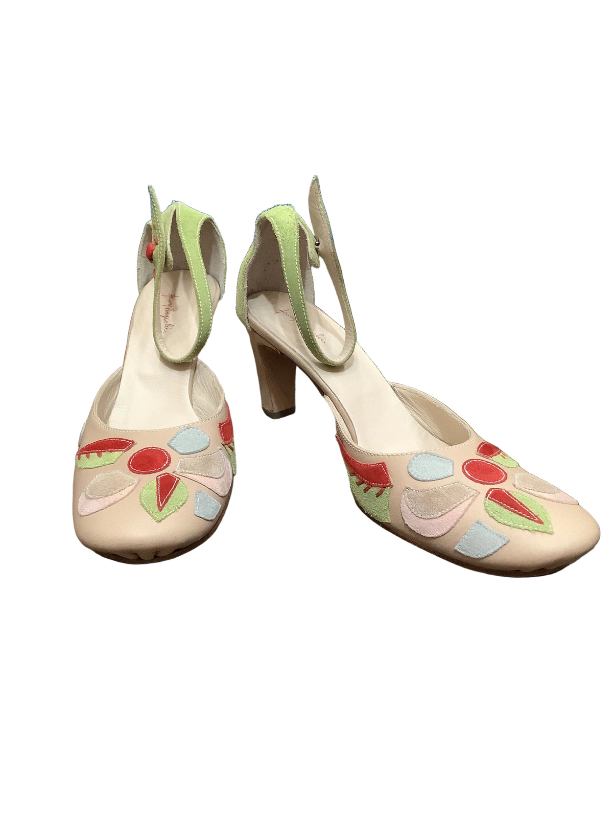 Rare Vintage Henry Beguelin Fatte a Mano Applique Leather Pumps