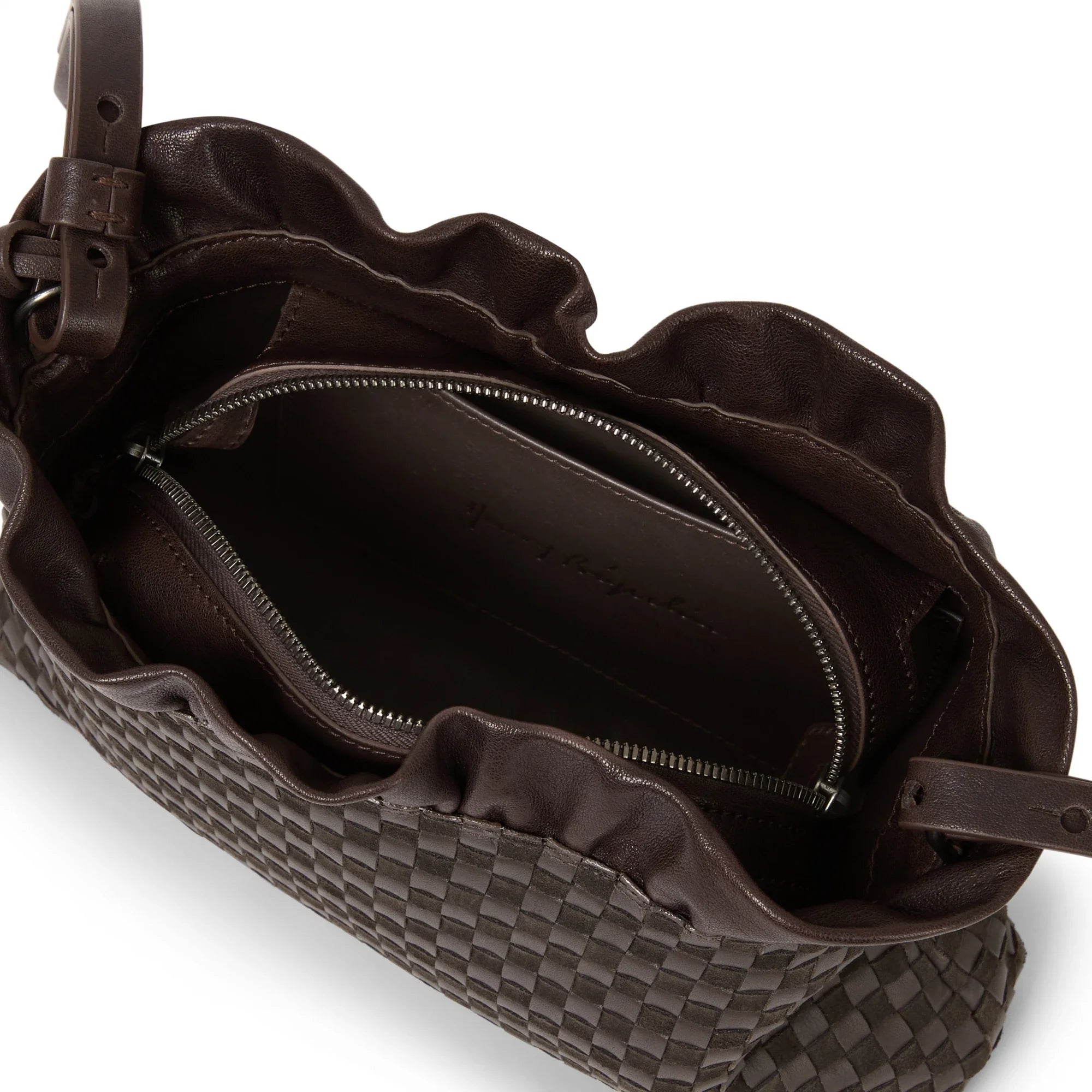 Ruched Zip Clutch Intreccio Scacchiera