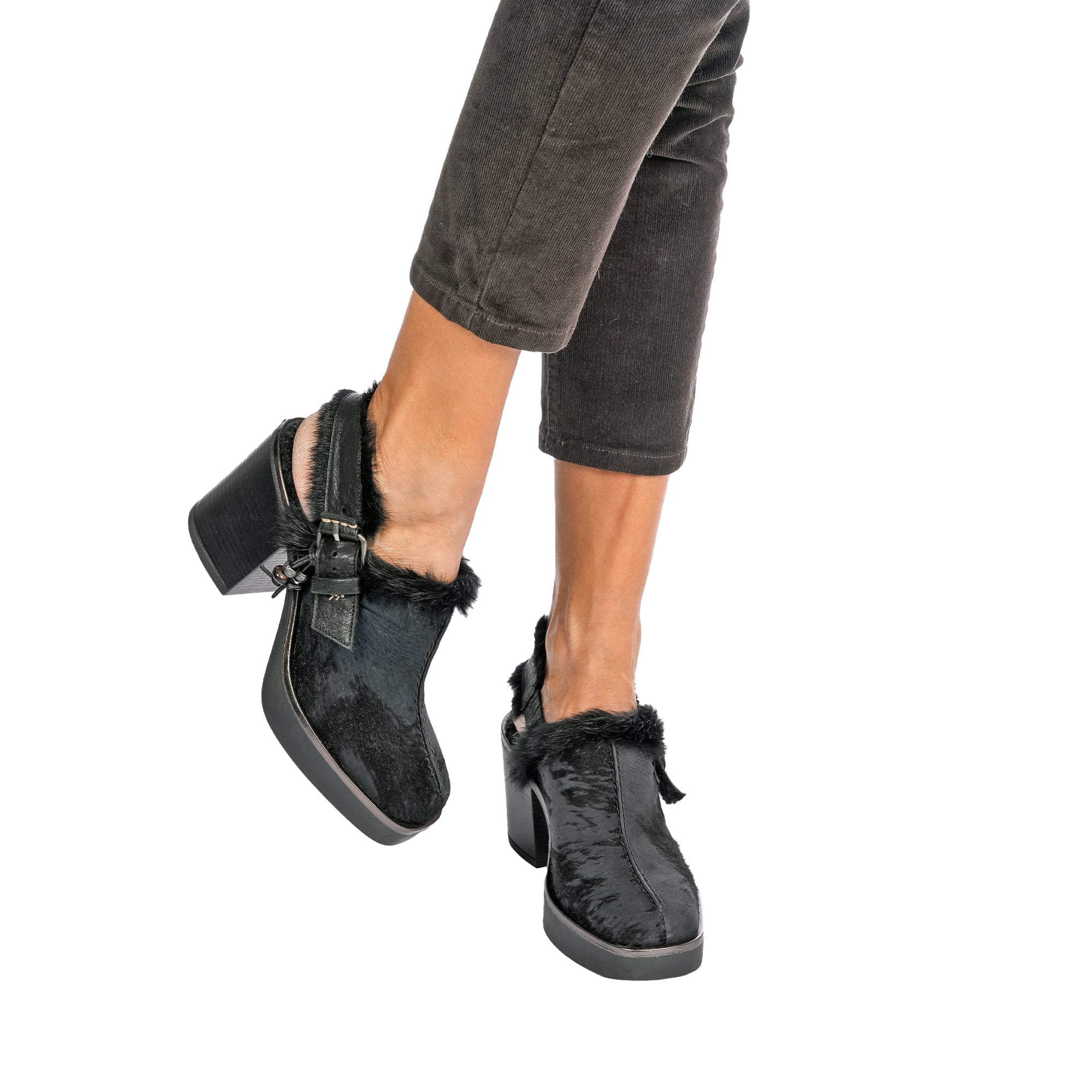 Platform Slingback Pony Shaded Shoes Black