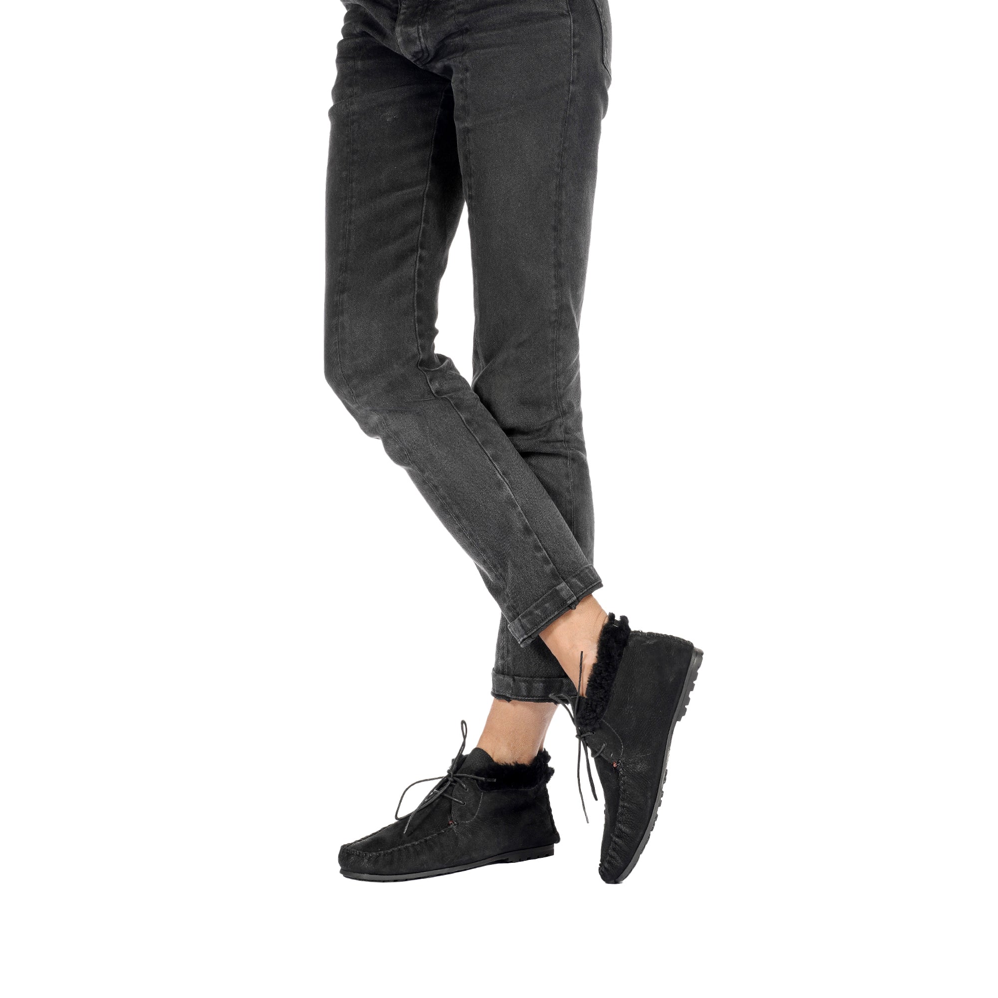 Lace-Up Shearling High Loafer