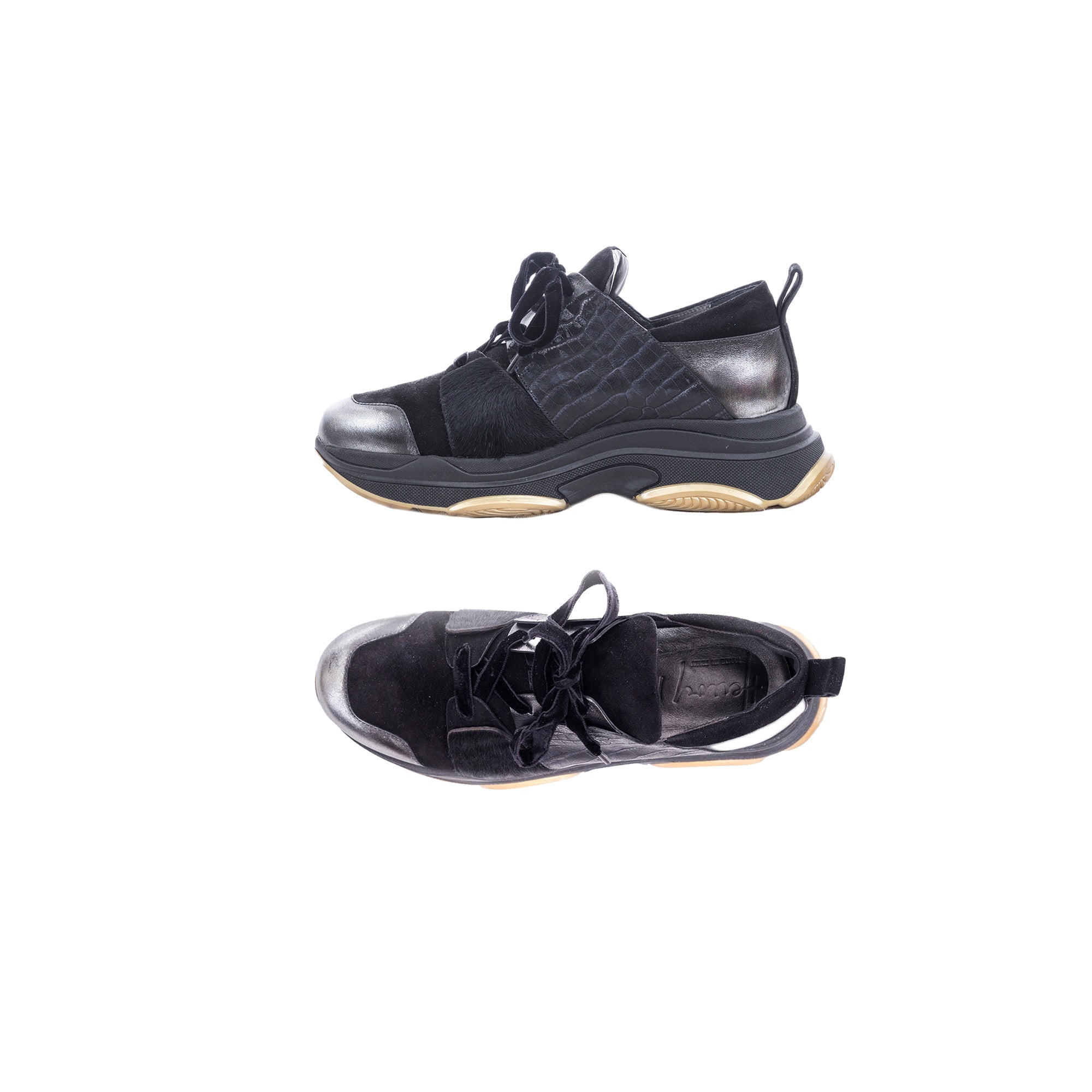 Sneaker Suede Stampa Cocco Laminato Black