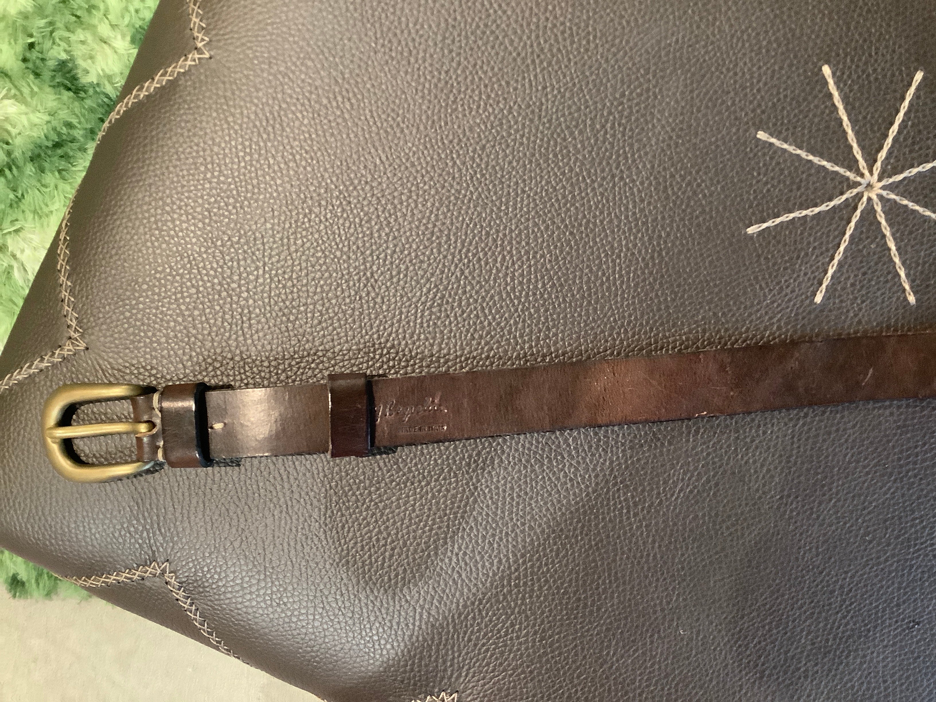 Rare Vintage Henry Beguelin Leather Brown Stud Belt