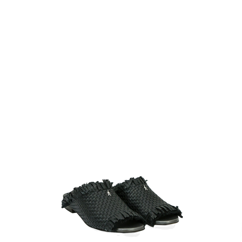 Open Toe Slipper Intreccio Soft Black