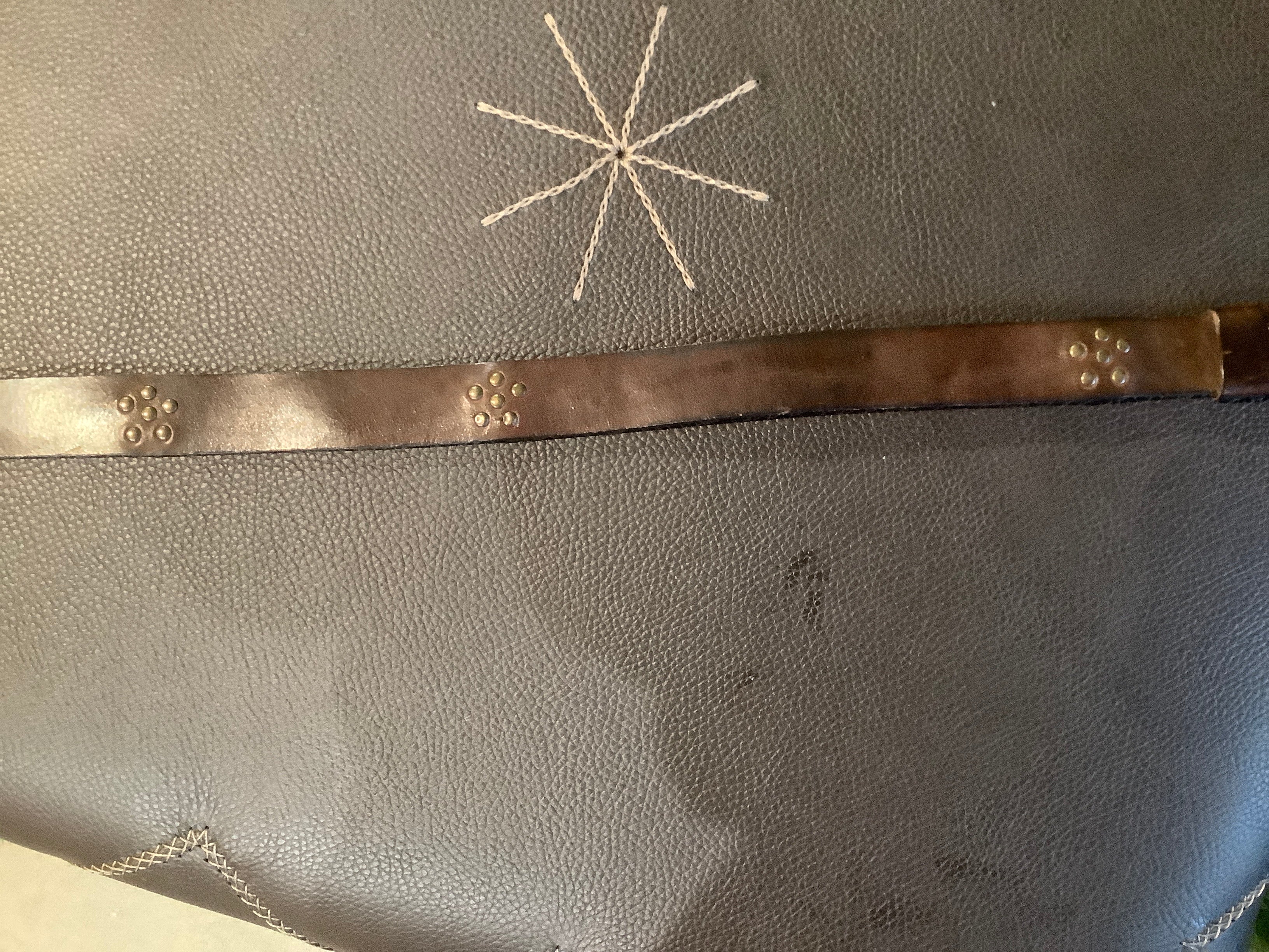 Rare Vintage Henry Beguelin Leather Brown Stud Belt