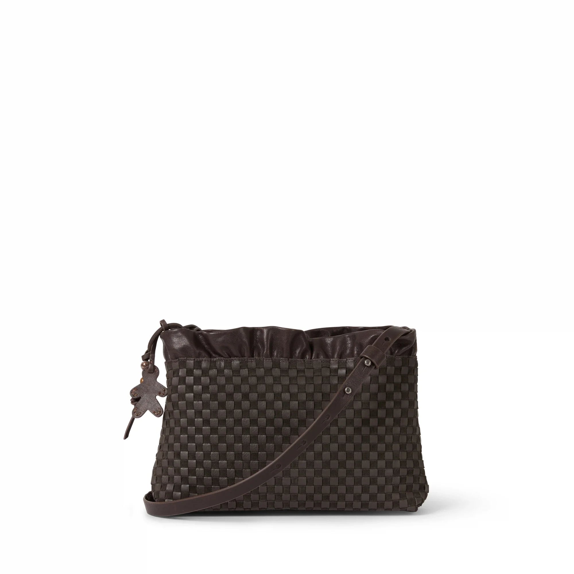 Ruched Zip Clutch Intreccio Scacchiera