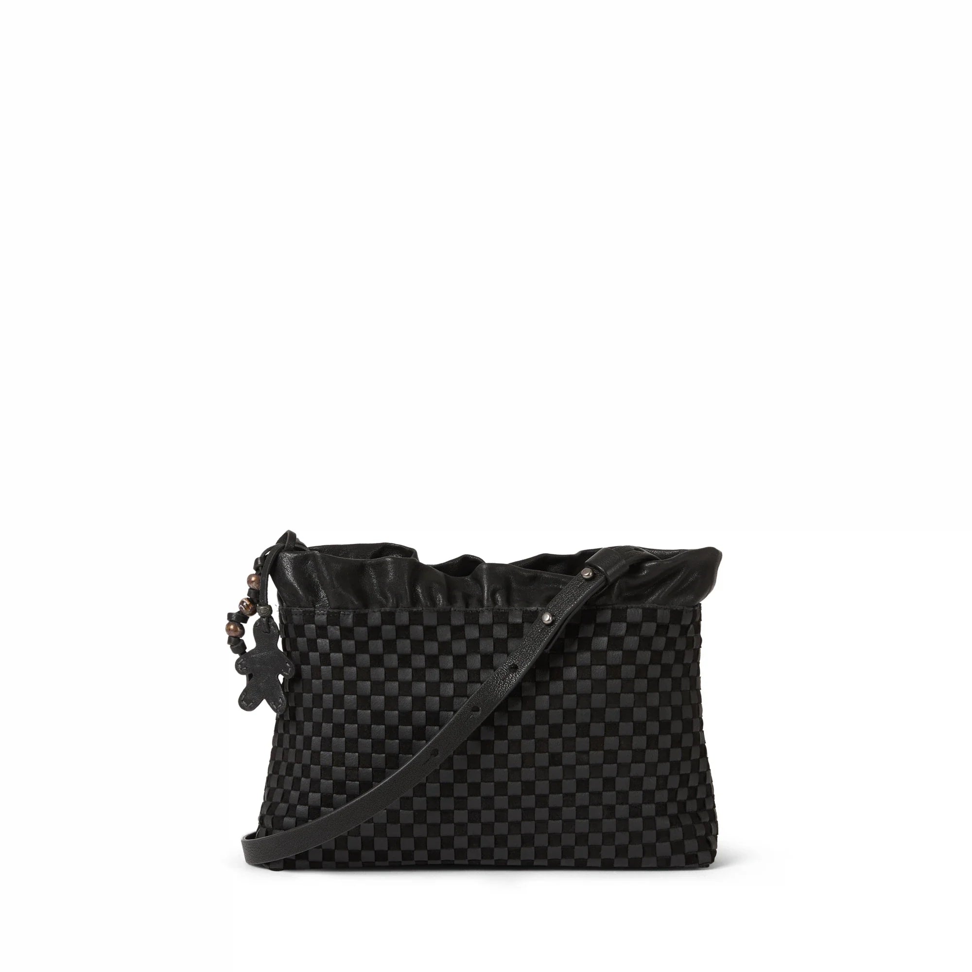 Ruched Zip Clutch Intreccio Scacchiera