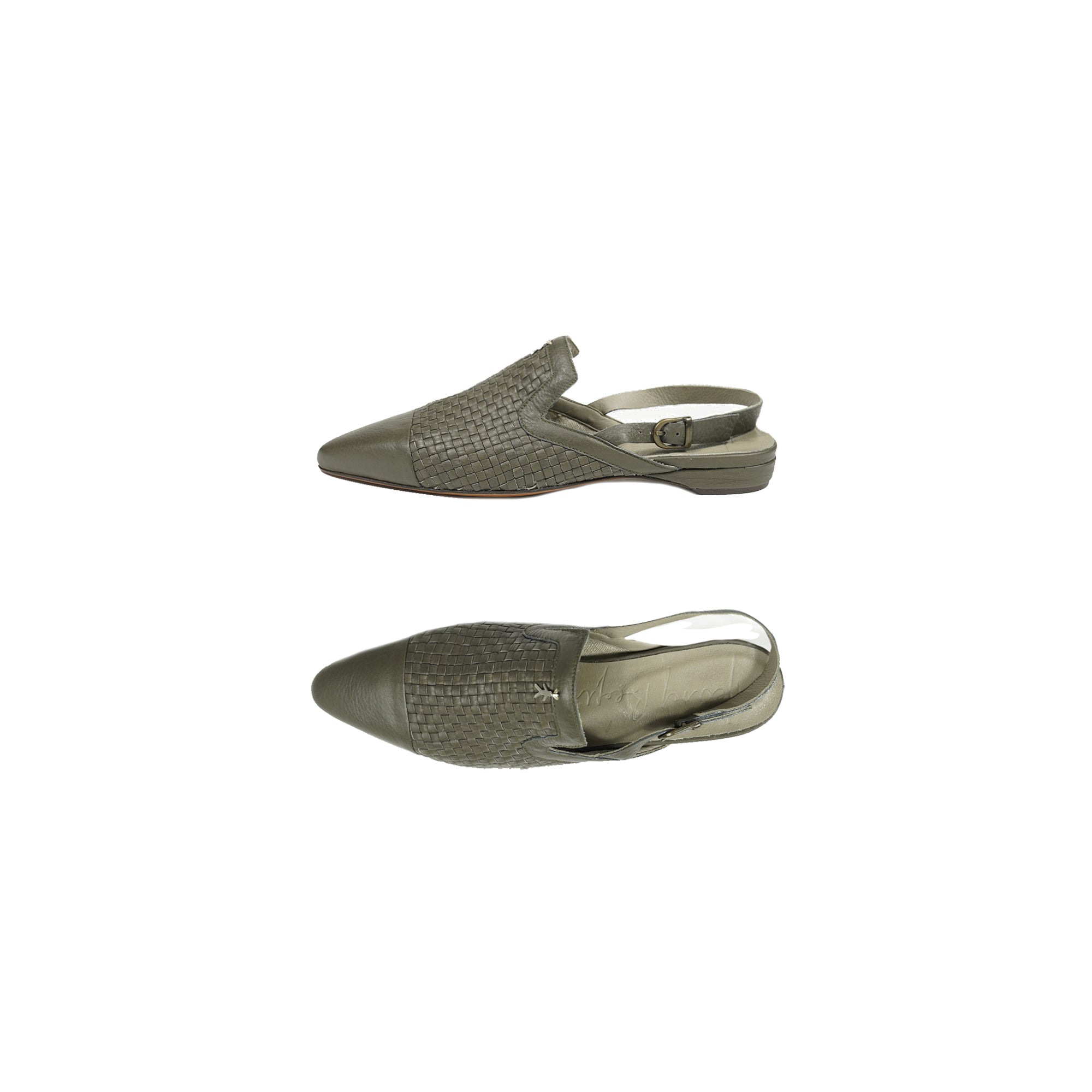 Slingback Shoes Intreccio Soft Green