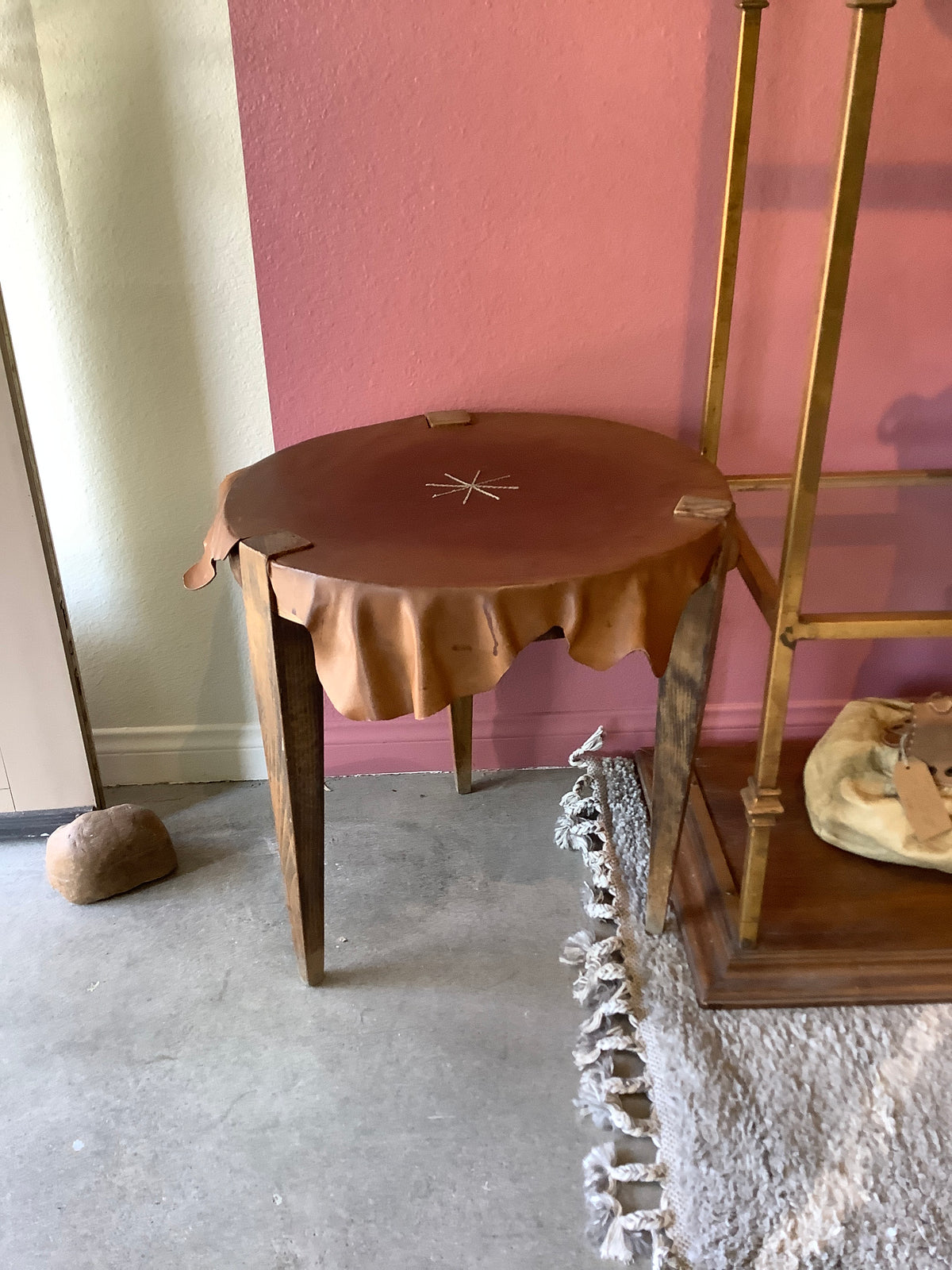 Rare Vintage Leather Table