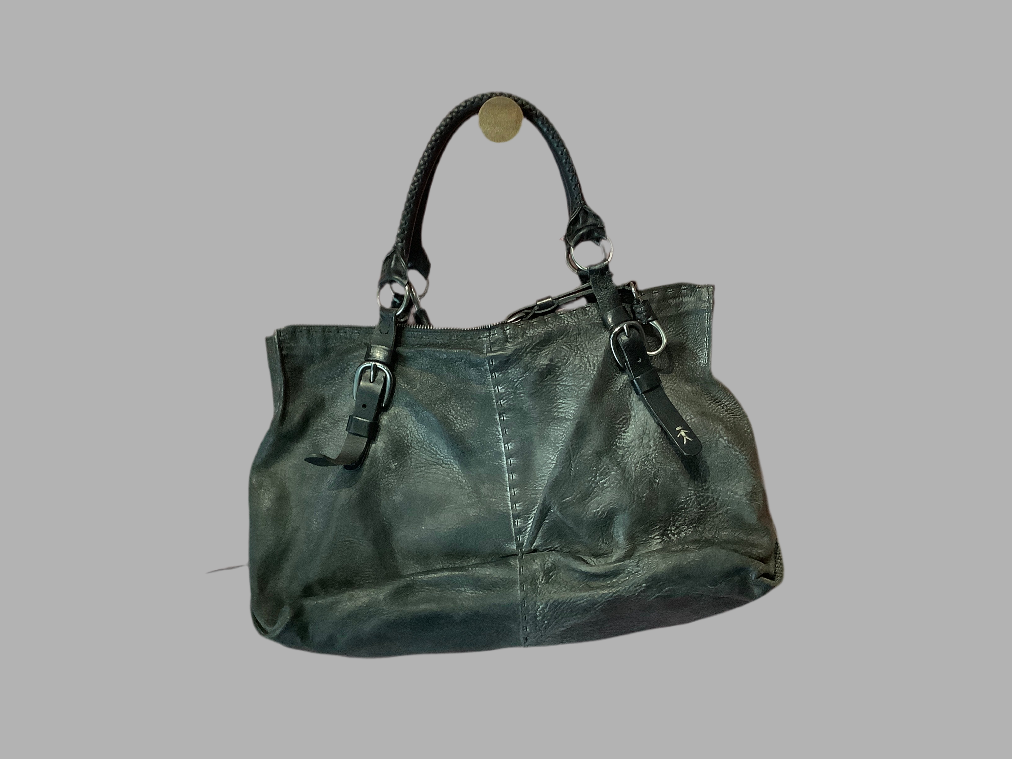 Faded black leather purse