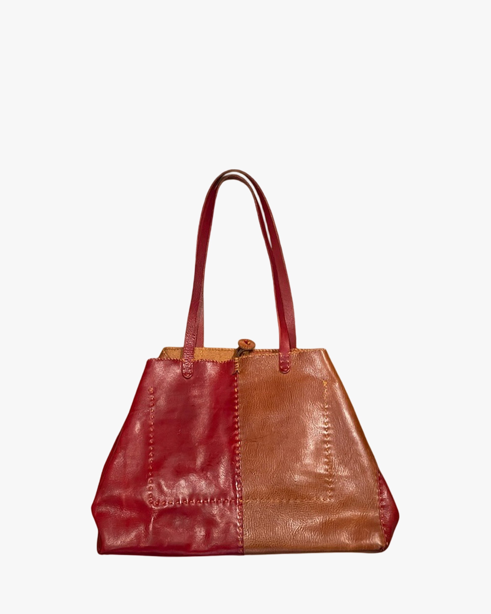 Rare Vintage H.C. Red & Brown Leather shoulder bag