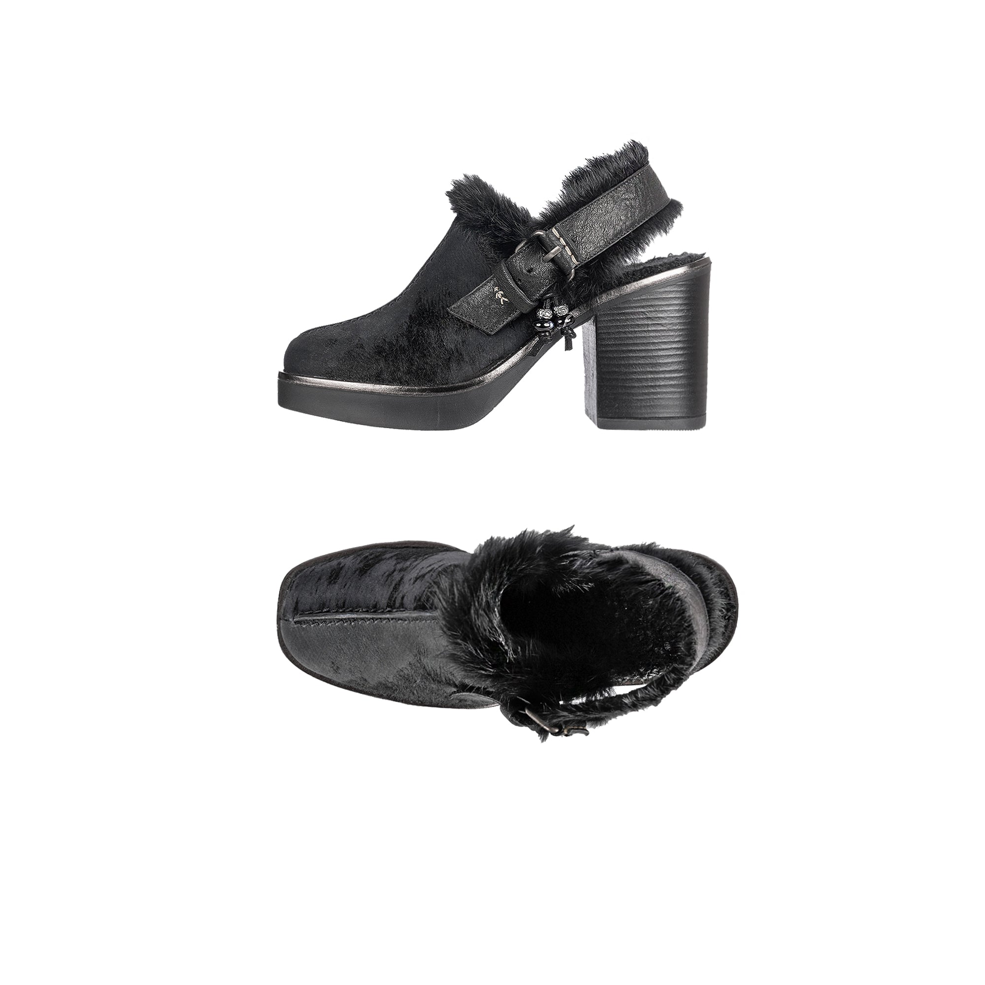 Platform Slingback Pony Shaded Shoes Black