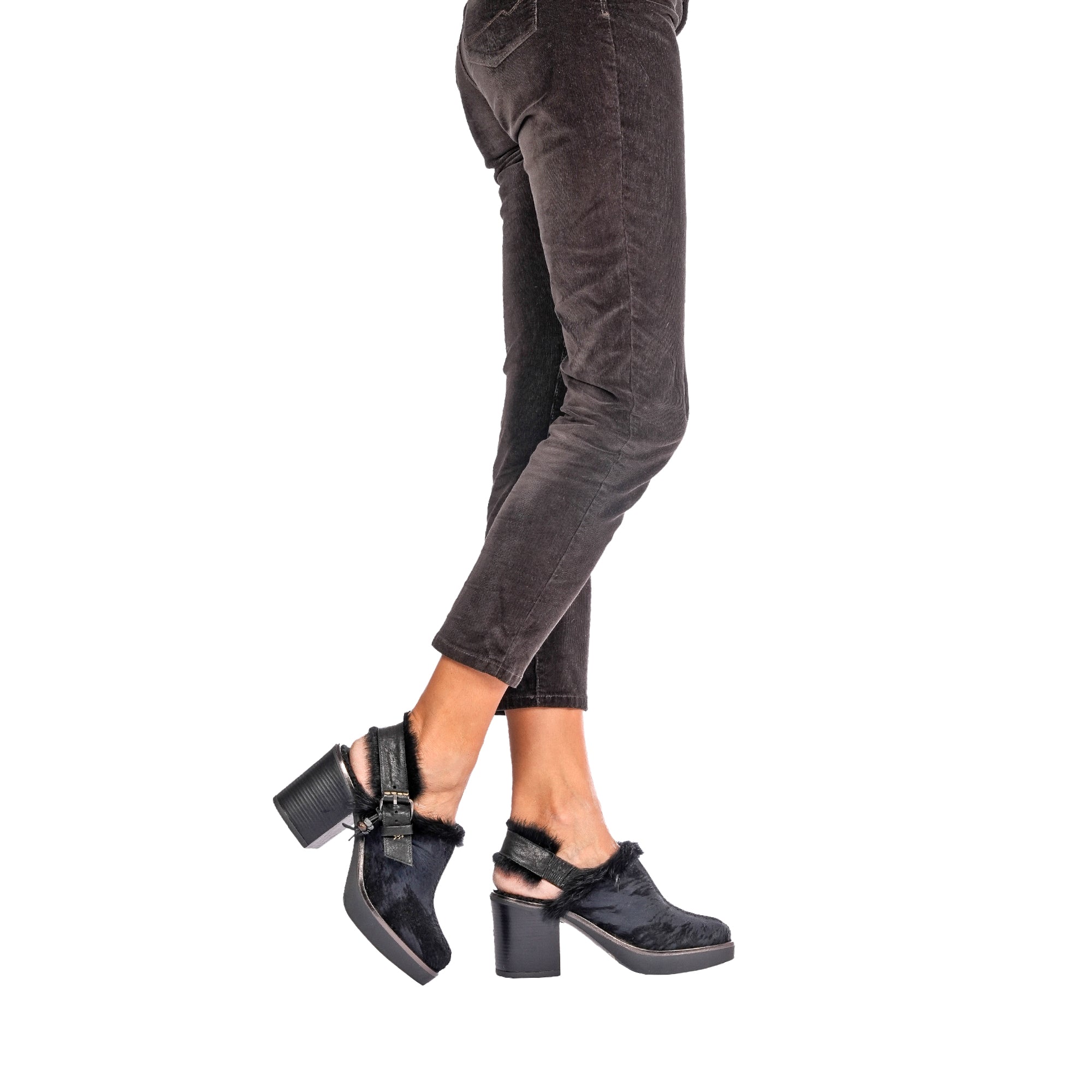 Platform Slingback Pony Shaded Shoes Black