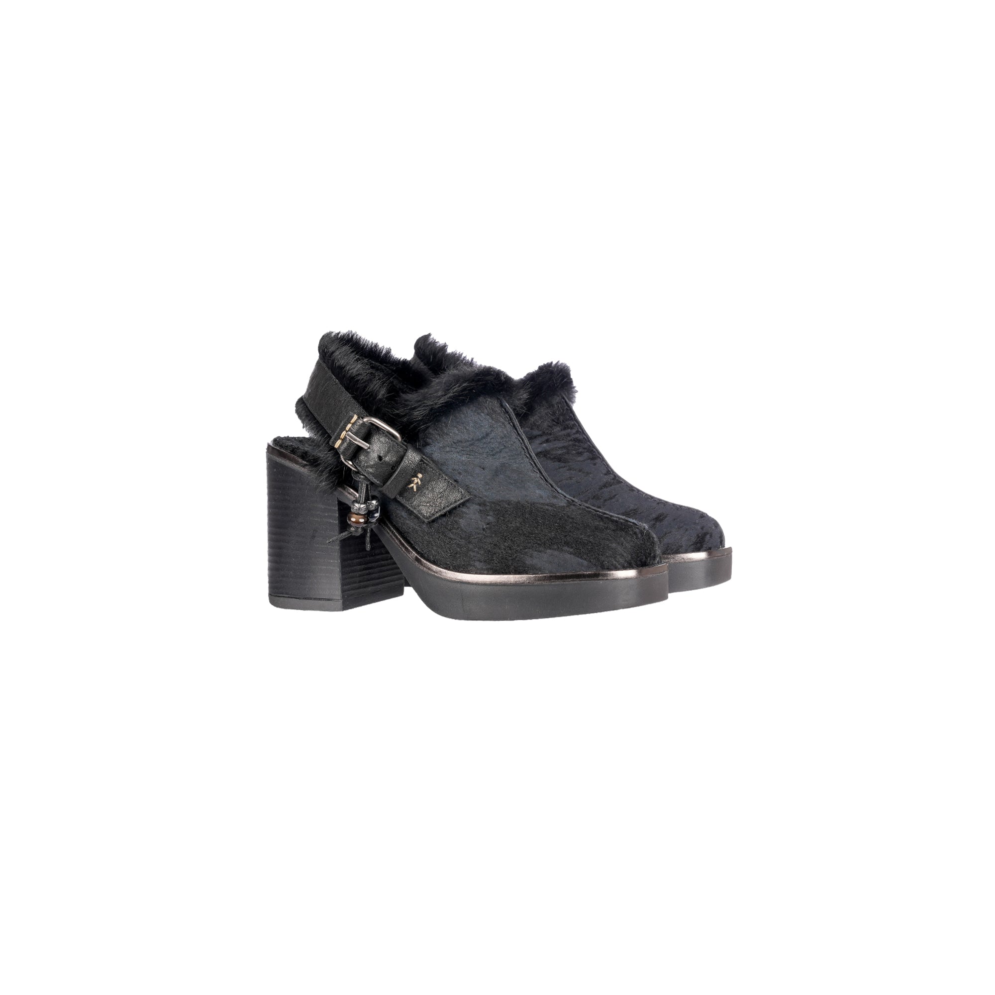 Platform Slingback Pony Shaded Shoes Black