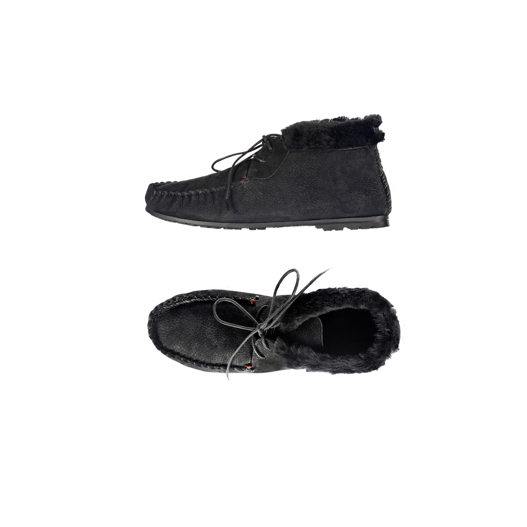 Lace-Up Shearling High Loafer