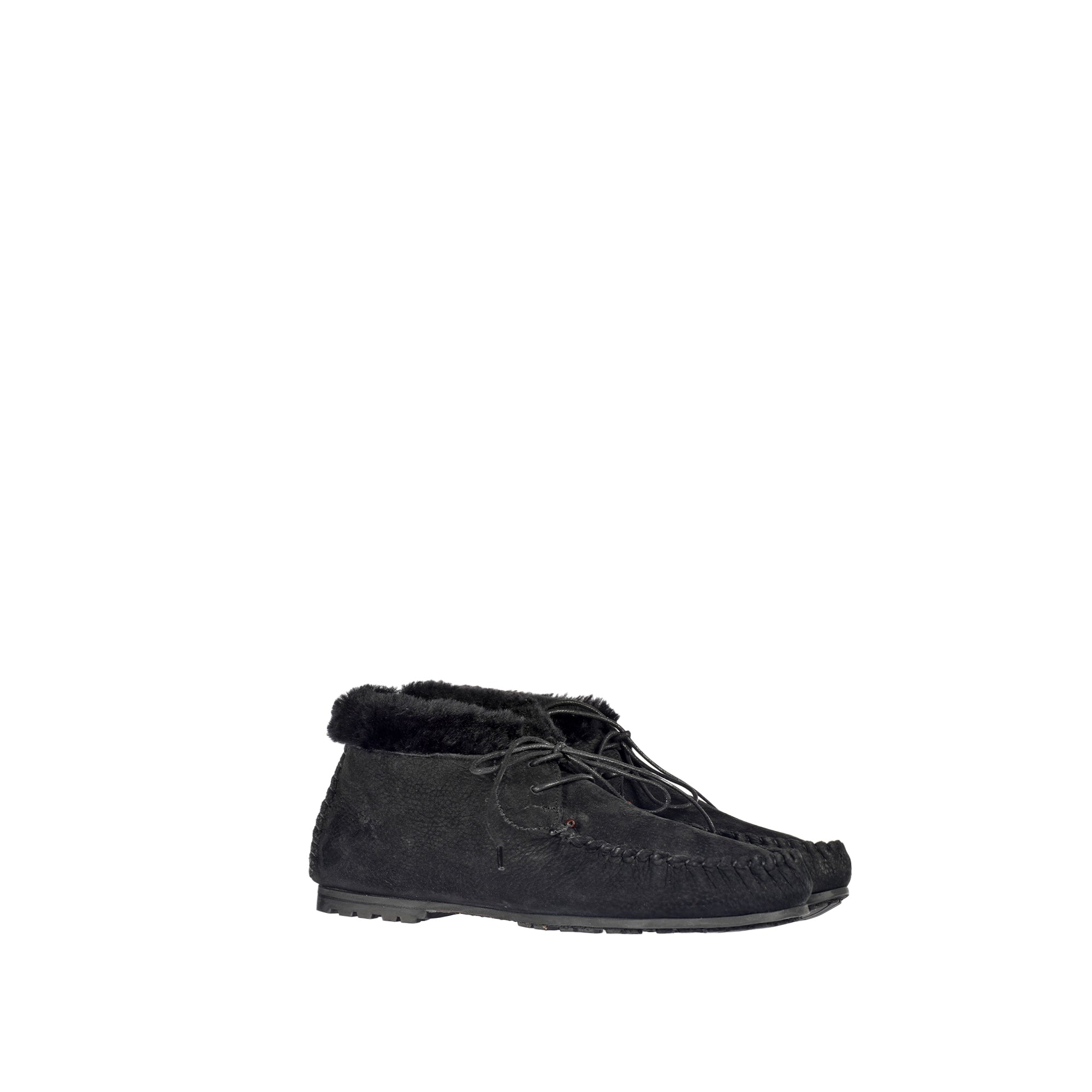 Lace-Up Shearling High Loafer