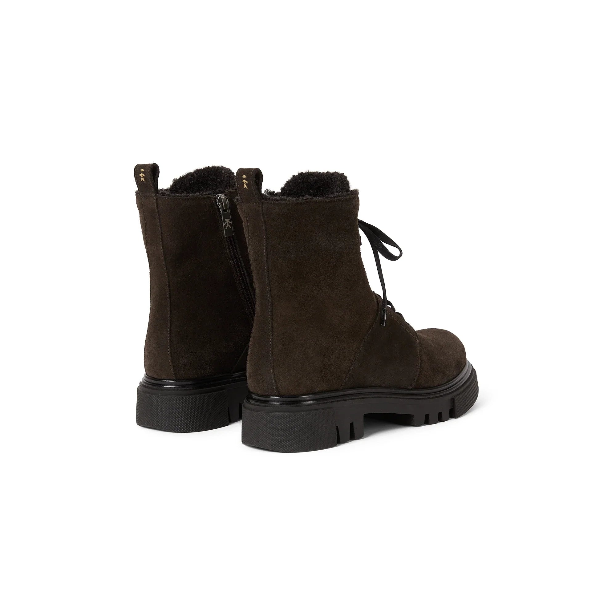 Suede Combat Boot with Wool Lining