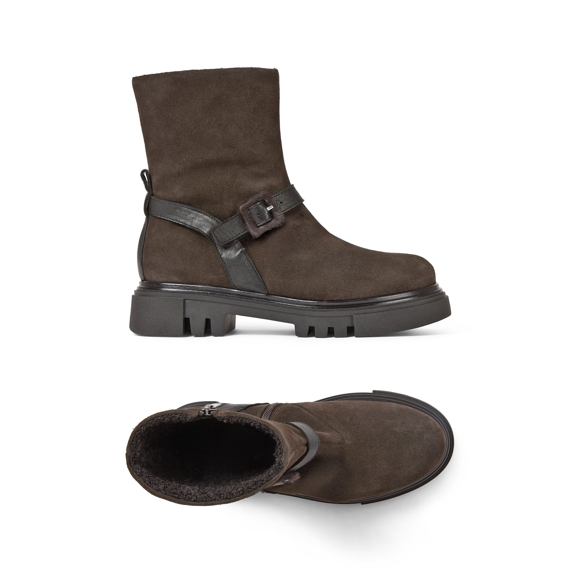 Ankle Boot in Suede with Buckle Detail