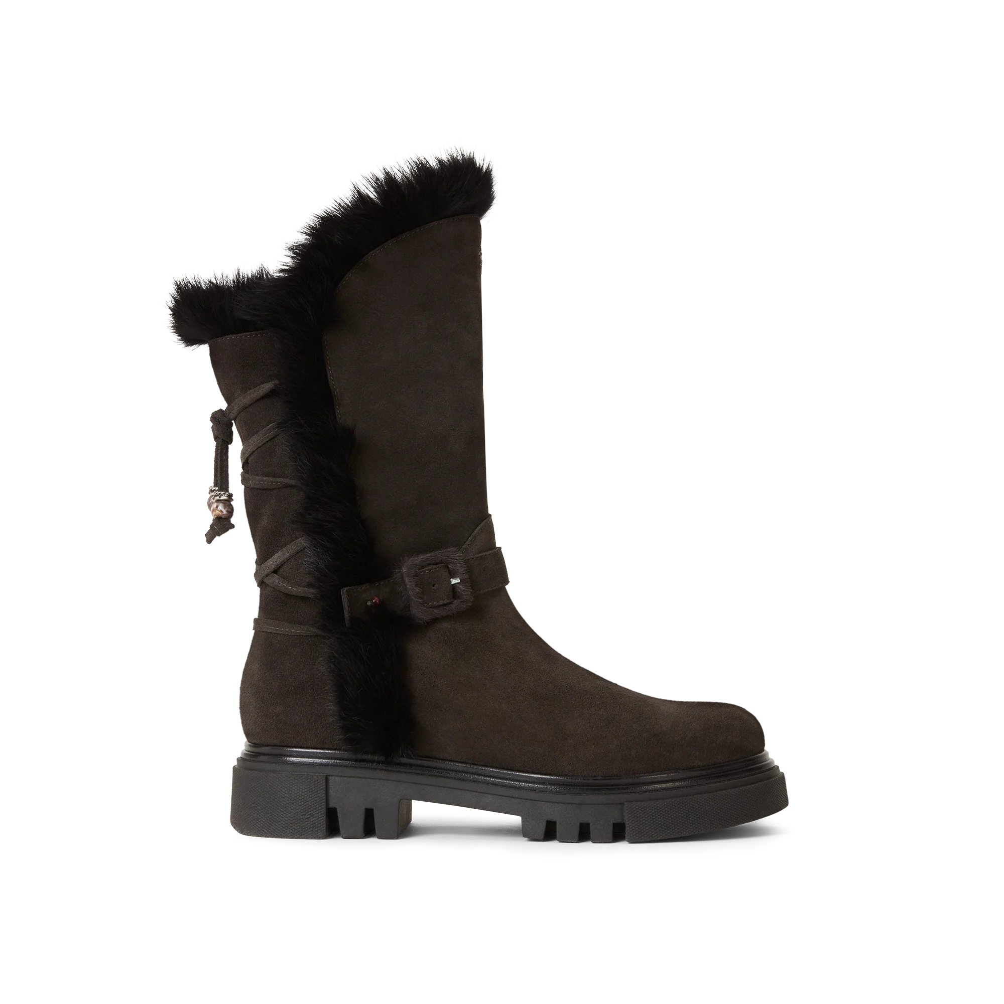 Suede Fur Lace-Up Boot
