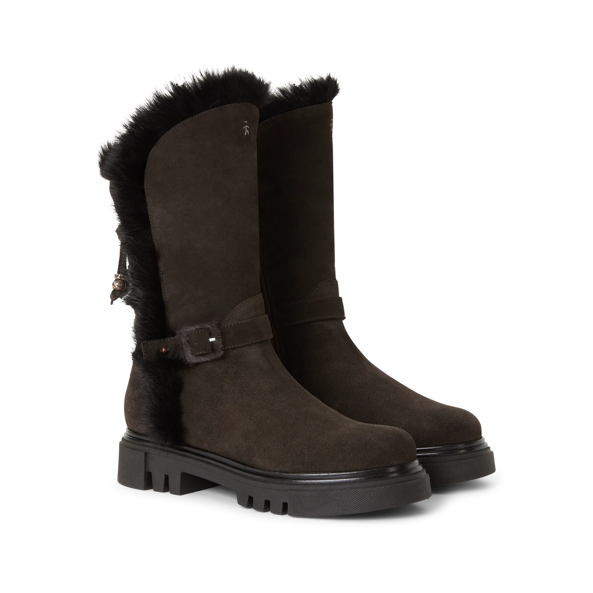 Suede Fur Lace-Up Boot