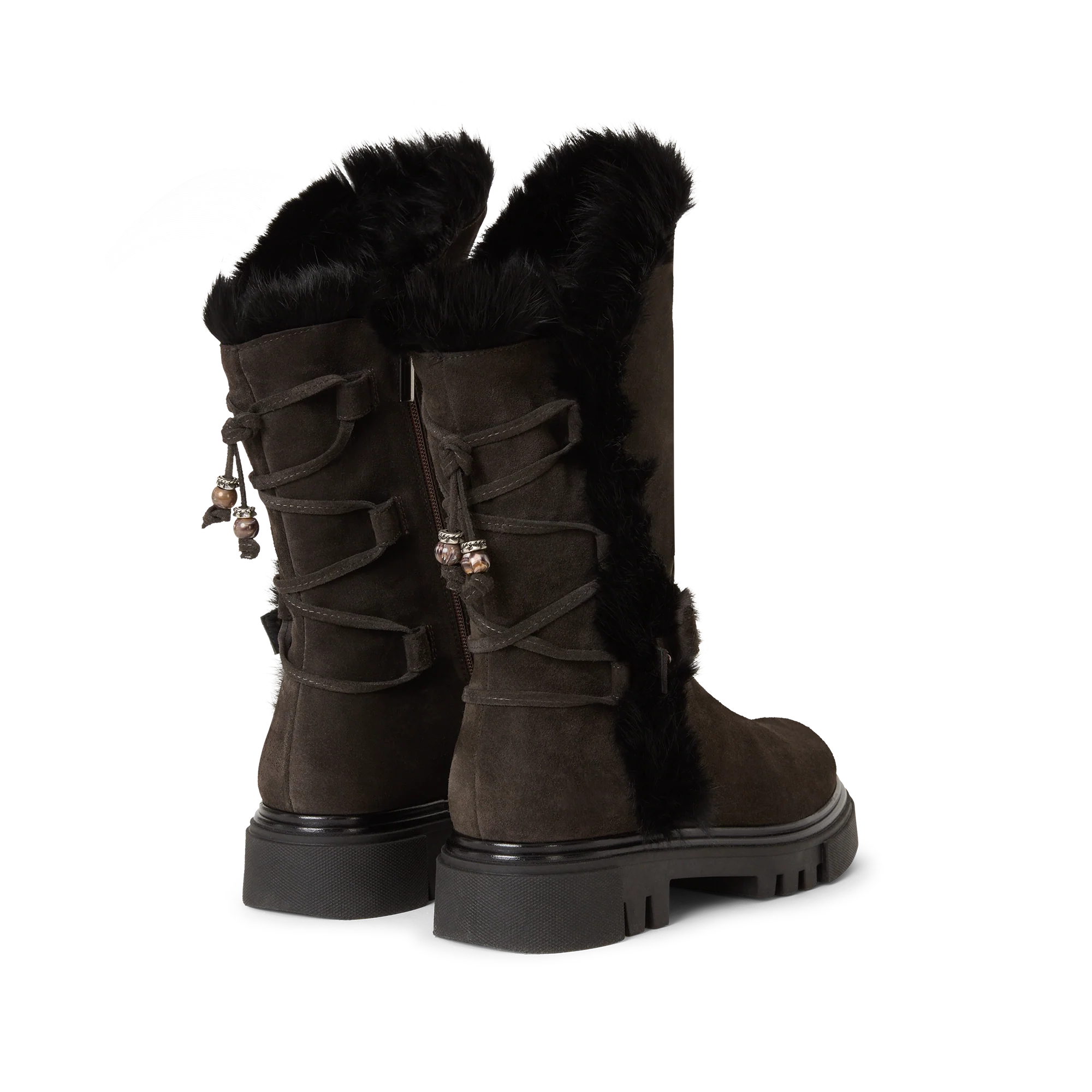 Suede Fur Lace-Up Boot